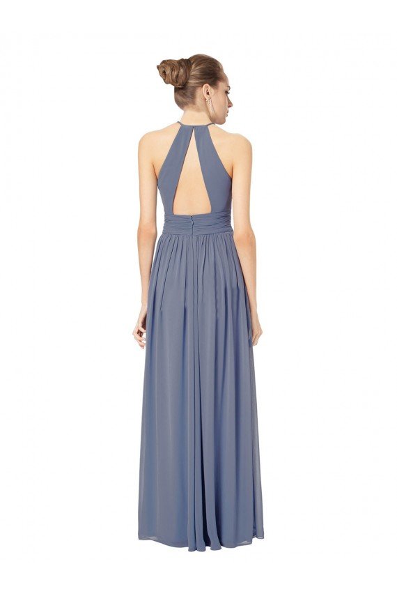 Long Chiffon High-Neck Sleeveless Bridesmaid Dress Bristol