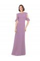 Long Chiffon Bridesmaids Dress with Flounced Sleeve Detail and Criss Cross Back Bristol