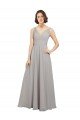 Twist Shouder Full Chiffon Bridesmaids Dress with V-Neckline and V-Back Bristol