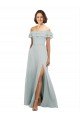 Luxe Chiffon Bridesmaids Dress with Off the Shoulder Flounced Neckline Bristol