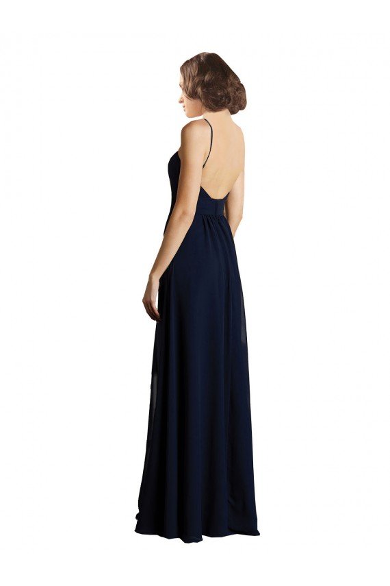 Simple Chiffon Bridesmaid Dress with Deep V-Neckline Bristol