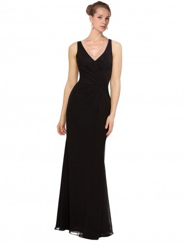 Open V-Back Chiffon Bridesmaids Dress with V-Neckine Bristol
