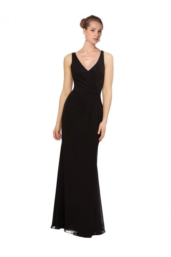 Open V-Back Chiffon Bridesmaids Dress with V-Neckine Bristol