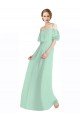 Spaghetti Straps Long Chiffon Off-The-Shoulder Bridesmaid Dress with Double Flounce Sleeves Bristol