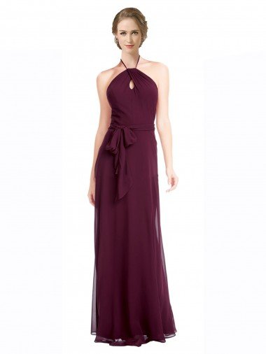 Full Length Chiffon Bridesmaid Dress with Halter Top Bristol