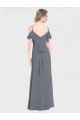 Long Chiffon Spaghetti Strap V-Neck Bridesmaid Dress with Off-The-Shoulder Flutter Sleeves Bristol
