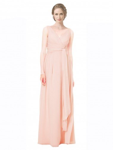 Full Length Chiffon Bridesmaid Dress with V-Front and Back Bristol
