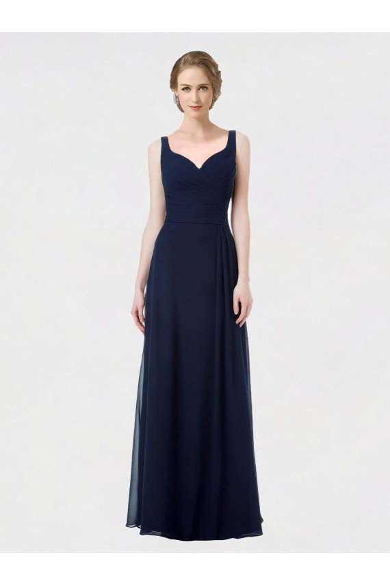 Long Chiffon Bridesmaid Dress with Sweetheart Neckline and Shoulder Straps Bristol