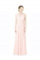 Long Chiffon Sleeveless Bridesmaid Dress with Sheer Illusion Top and V-Back Bristol