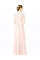 Long Chiffon Sleeveless Bridesmaid Dress with Sheer Illusion Top and V-Back Bristol