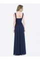 Long Chiffon V-Neck Sleeveless Bridesmaid Dress with Criss-Cross Pleated Bodice Bristol