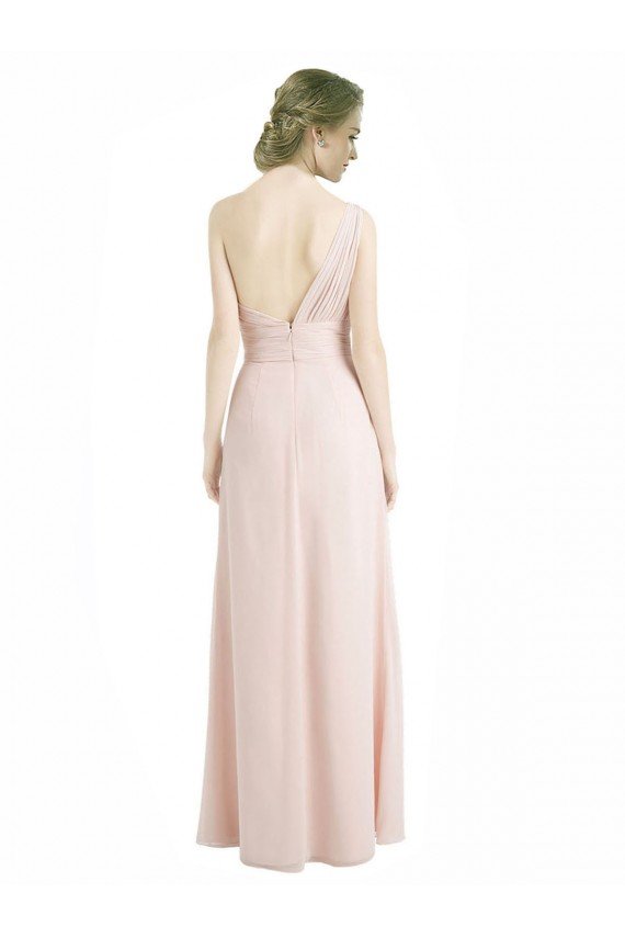 Full Length Chiffon Bridesmaid Dress with One Wide Shoulder Strap Bristol