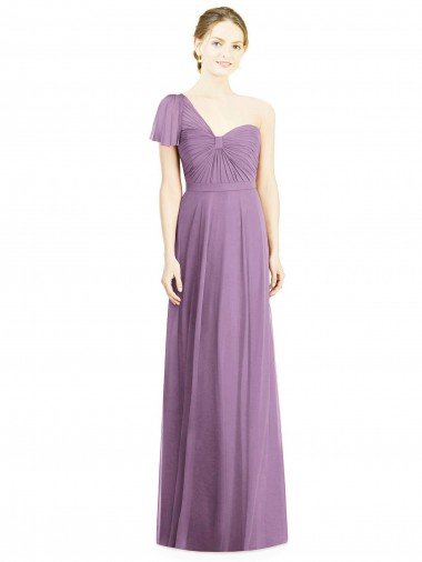 Flutter Sleeves One Shoulder Long Chiffon Bridesmaid Dress Bristol