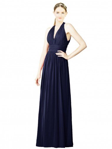 V-Neck Halter Long Open Back Chiffon Bridesmaid Dress Bristol
