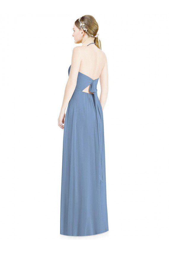 Halter Neck Tie Back Long Chiffon Bridesmaid Dress Bristol