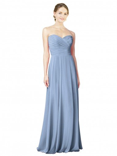 Draped Strapless Sweetheart Full Length Chiffon Bridesmaid Dress Bristol
