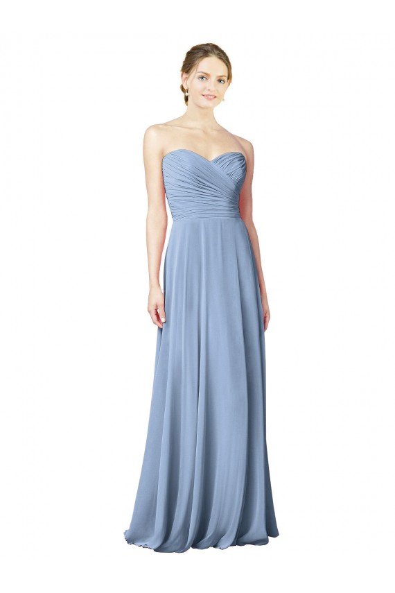 Draped Strapless Sweetheart Full Length Chiffon Bridesmaid Dress Bristol