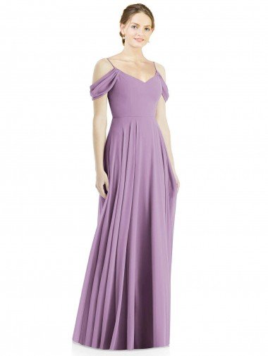 Off the Shoulder Open Cowl-Back Maxi Bridesmaid Dress Bristol