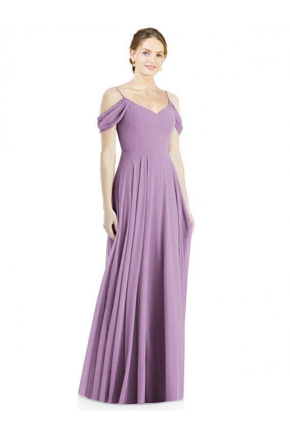 Off the Shoulder Open Cowl-Back Maxi Bridesmaid Dress Bristol
