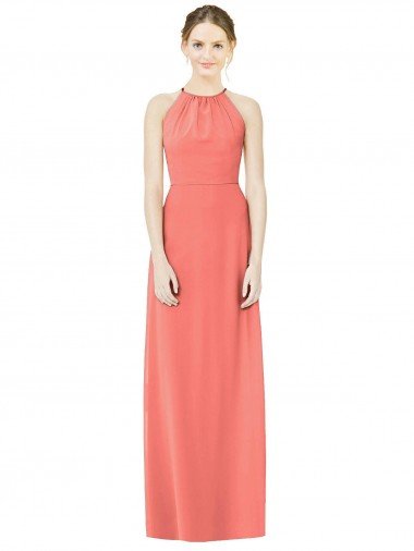Open Back Shirred Halter Chiffon Bridesmaid Dress Bristol