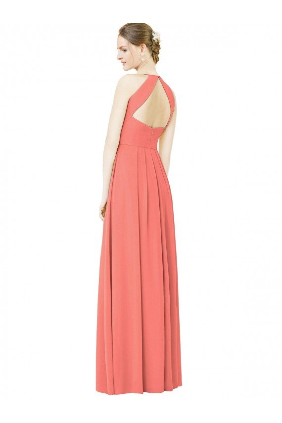 Open Back Shirred Halter Chiffon Bridesmaid Dress Bristol