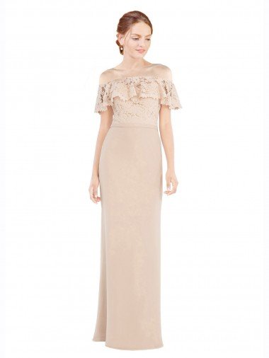 Off the Shoulder Sleeves Sheath Chiffon Bridesmaid Dress / Prom Dress Bristol