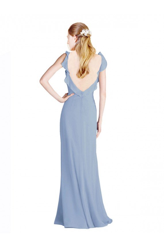 Fluted Chiffon Wrap Bridesmaid Dress with Ruffles V-Neck Bristol