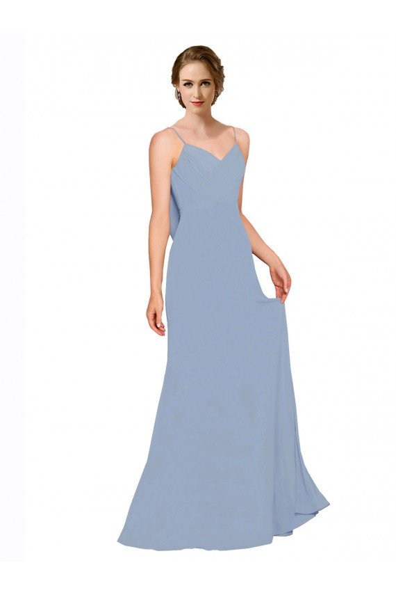 Cowl Back Long Chiffon Slip Bridesmaid Dress with Straps Bristol