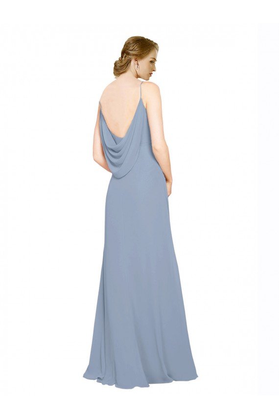 Cowl Back Long Chiffon Slip Bridesmaid Dress with Straps Bristol