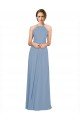 Pleated Halter Neckline A-Line Chiffon Bridesmaid with Criss Cross Back Bristol