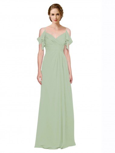 Split Cold Shoulder Draped A-Line Chiffon Bridesmaid Dress Bristol
