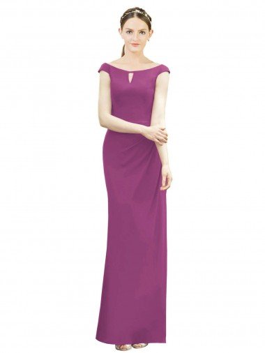 Full Length Long Chiffon Bridesmaid Dress with Boat Neck Bristol