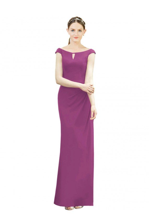 Full Length Long Chiffon Bridesmaid Dress with Boat Neck Bristol