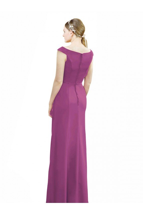 Full Length Long Chiffon Bridesmaid Dress with Boat Neck Bristol