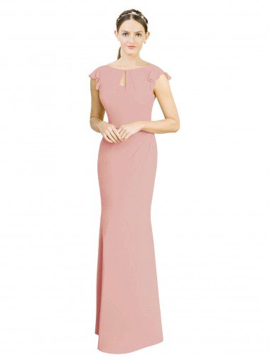 Chiffon Cap Sleeves Long Bridesmaid Dress with Keyhole Bristol