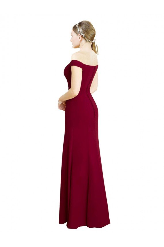 Off the Shoulder Long Chiffon Bridesmaid Dress / Prom Dress with Pleats Bristol
