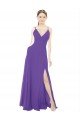 Long Chiffon A-Line Bridesmaid Dress with Deep V-Neckline and Side Slit Bristol