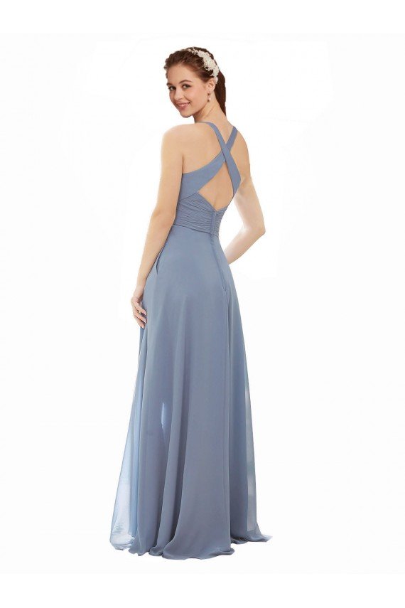 High Neck Chiffon Bridesmaid Dress with Draped Bodice Bristol