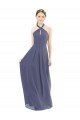 High Halter Neck Chiffon Bridesmaid Dress with Twist-Tie Bristol