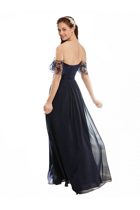 Boho Bridesmaid Dress with Beaded Embroidered Bodice and Flutter Cap Sleeves Bristol