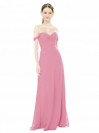 Fitted Sweetheart Bodice Chiffon Bridesmaid Dress with Draped Cap Sleeves Bristol