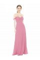 Fitted Sweetheart Bodice Chiffon Bridesmaid Dress with Draped Cap Sleeves Bristol