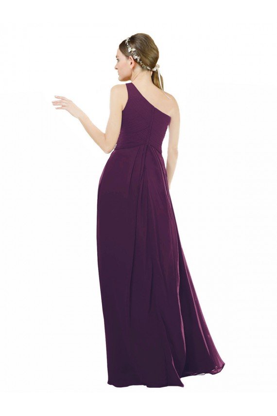 One Shoulder Chiffon Bridesmaid Dress with Draped Bodice Bristol