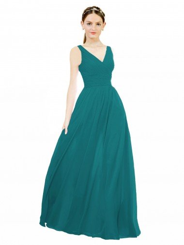 Figure Flattering Chiffon Bridesmaid Dress with Draped V-Neck Bodice Bristol