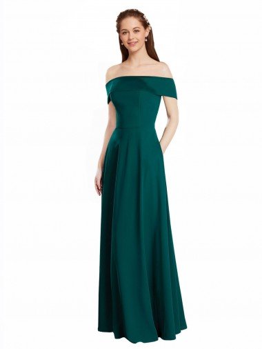Classic Off the Shoulder Chiffon Bridesmaid Dress with Cap Sleeves Bristol