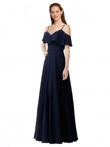 Chiffon Bridesmaids Dress with Off the Shoulder Ruffle Detail Bristol