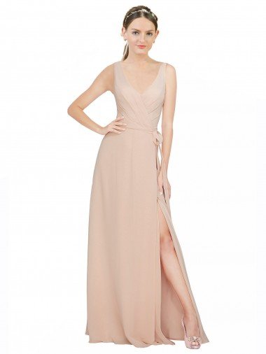 Chiffon Bridesmaids Dress with Matching Chiffon Tie Sash Bristol