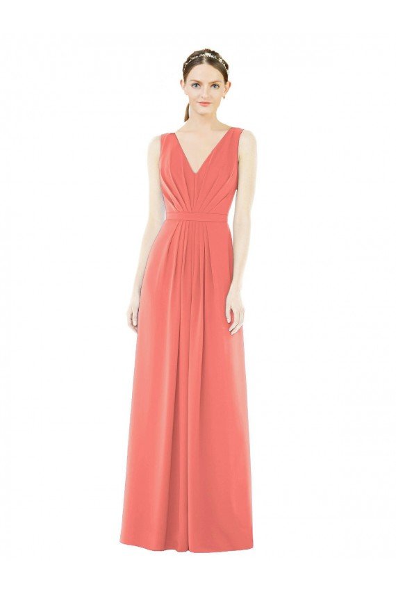 V-Neck V-Back Sleeveless Chiffon Bridesmaid Dress Bristol