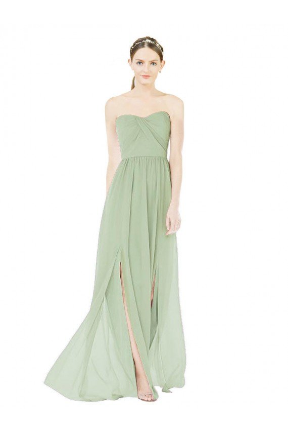 Strapless Draped Bodice Maxi Bridesmaid Dress with Front Slits Bristol