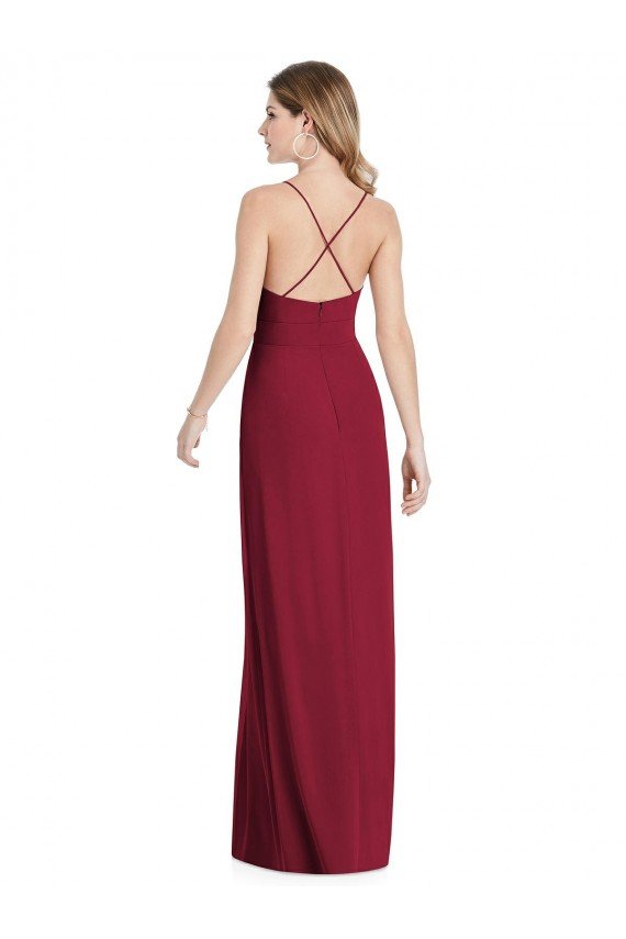Pleated Skirt Chiffon Maxi Bridesmaid Dress with Pockets Bristol